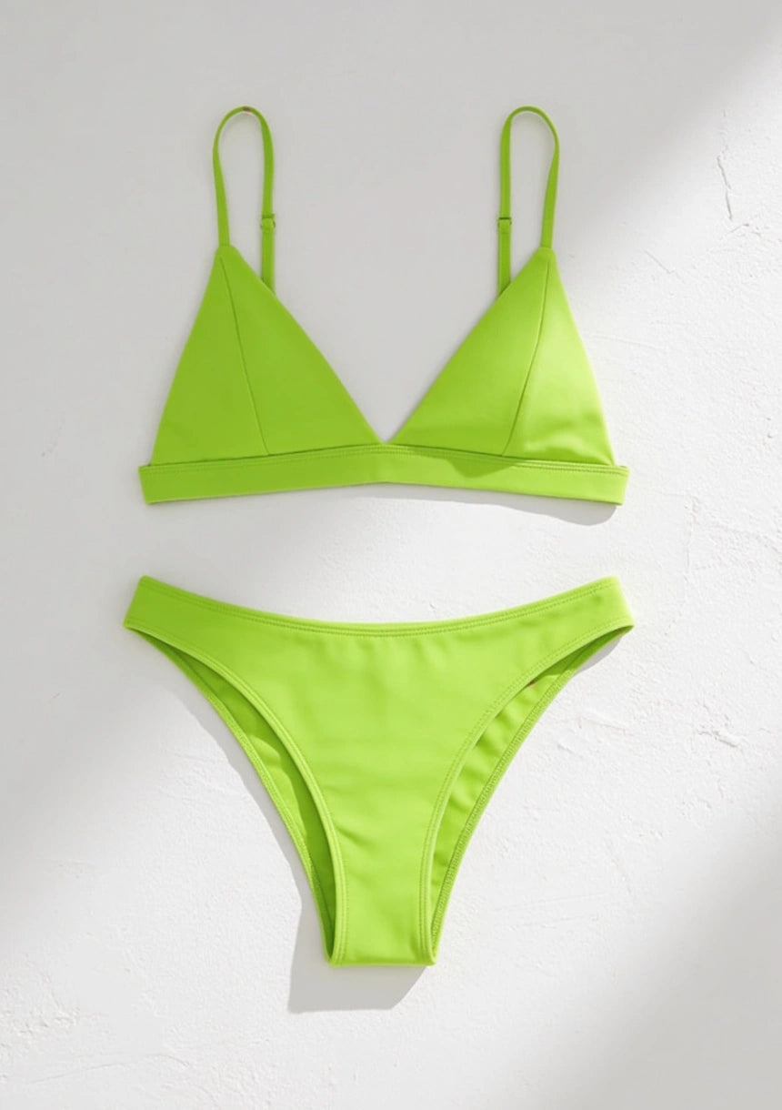 Gładki dwuczęściowy strój kąpielowy bikini w jednolitym kolorze