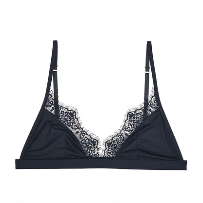 Satynowy biustonosz bralette z koronką