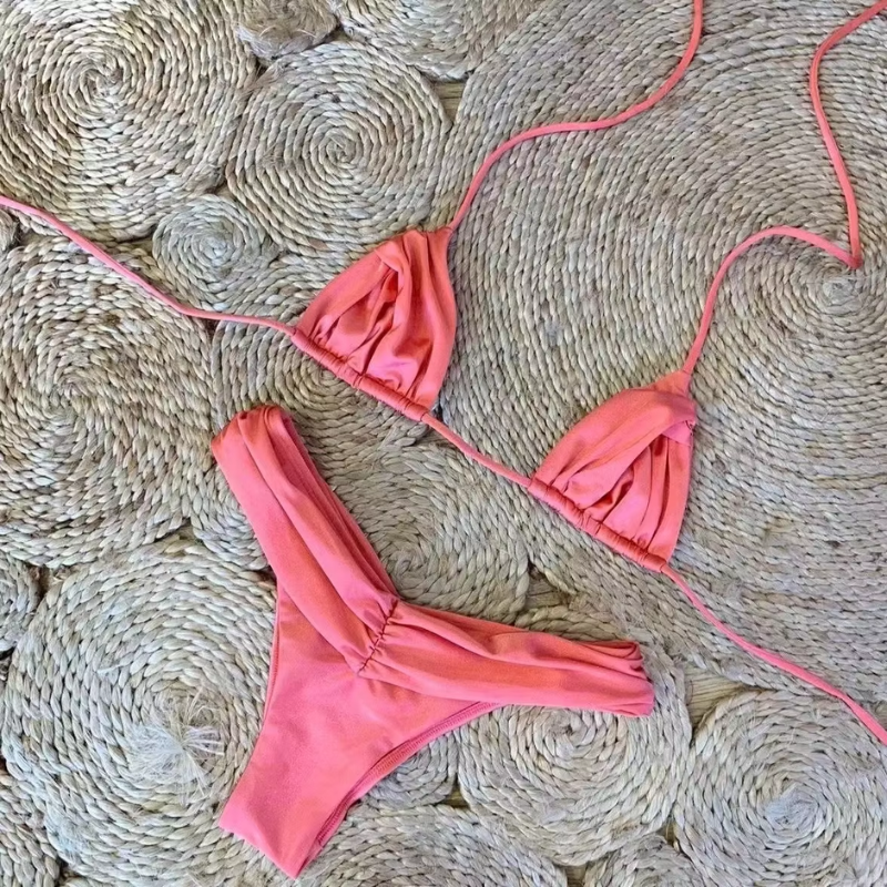 Jednolity dwuczęściowy strój kąpielowy bikini z drapowaniem