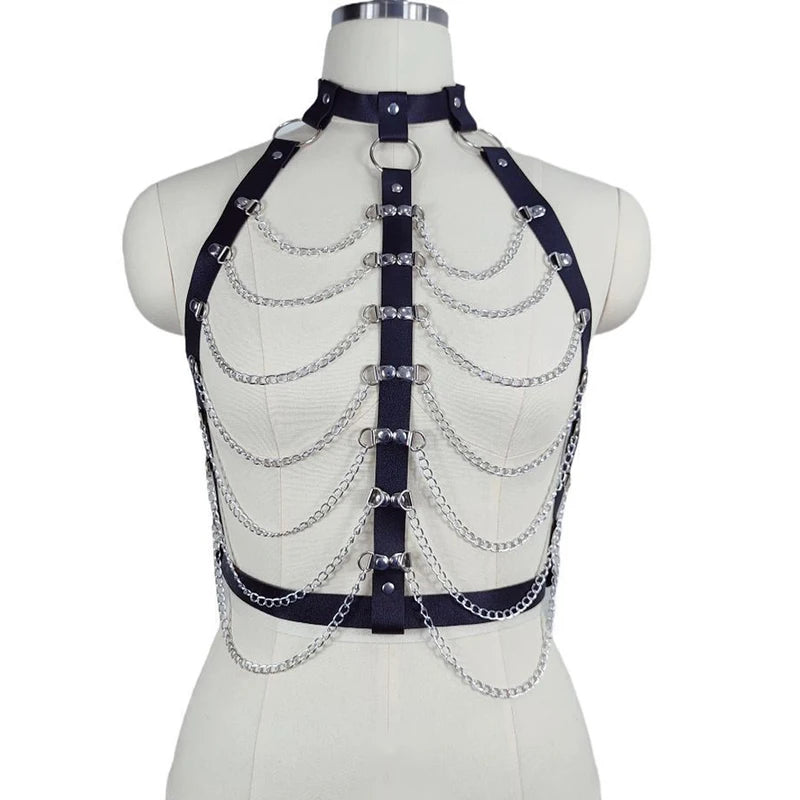 Harness o kroju biustonosza z łańcuszkami