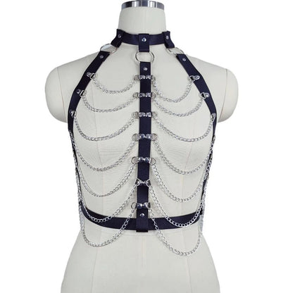 Harness o kroju biustonosza z łańcuszkami