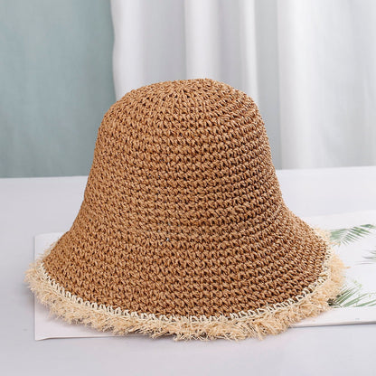 Brązowy Pleciony kapelusz bucket hat