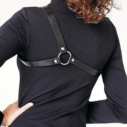 Czarny Minimalistyczny harness na jedno ramię