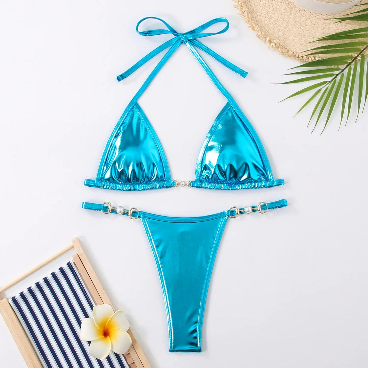  Dwuczęściowy strój kąpielowy bikini metalizowany