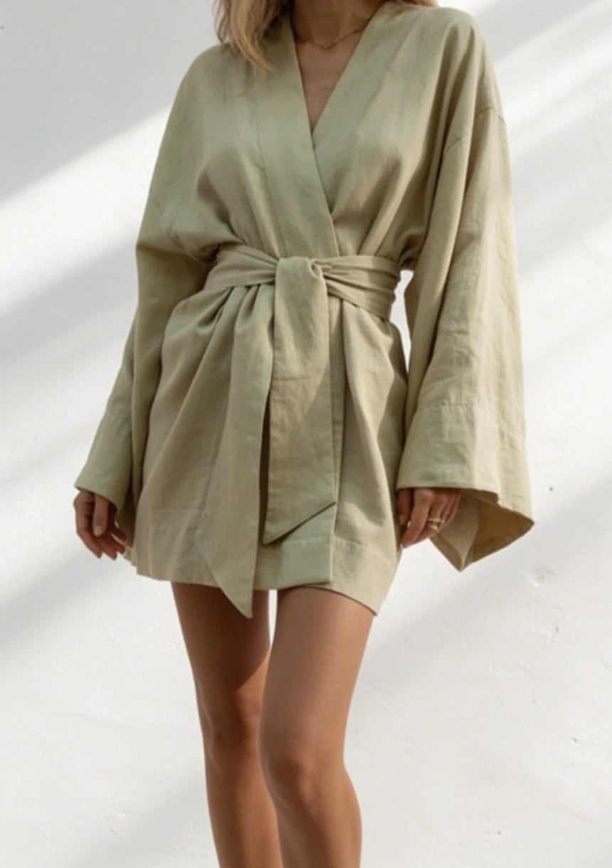 Sukienka letnia mini typu kimono