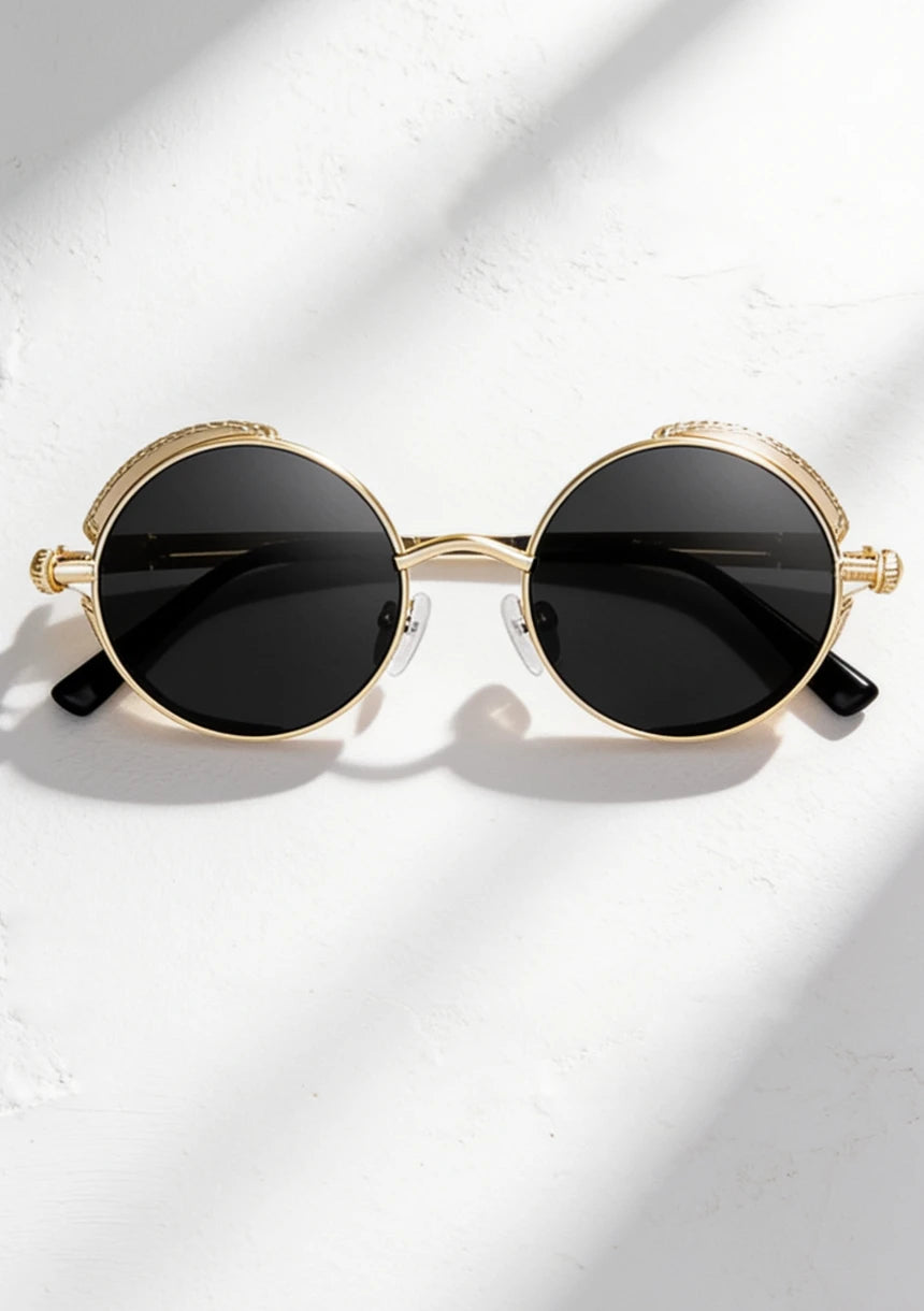 Okrągłe okulary przeciwsłoneczne w stylu steampunk