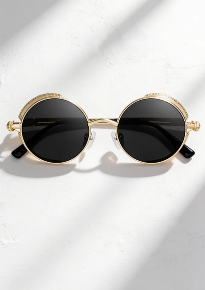 Okrągłe okulary przeciwsłoneczne w stylu steampunk