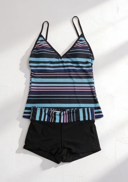 Dwuczęściowy strój kąpielowy tankini w paski