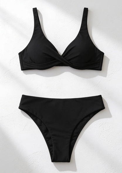 Dwuczęściowy strój kąpielowy bikini z przekładanym biustonoszem