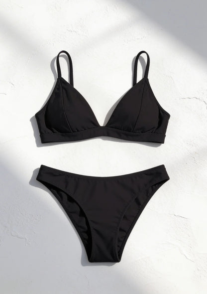 Gładki dwuczęściowy strój kąpielowy bikini w jednolitym kolorze