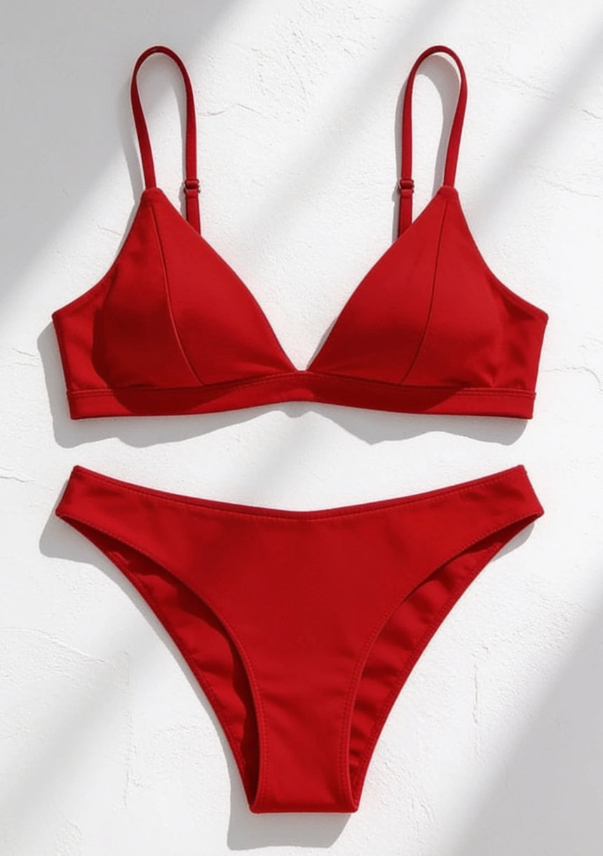 Gładki dwuczęściowy strój kąpielowy bikini w jednolitym kolorze