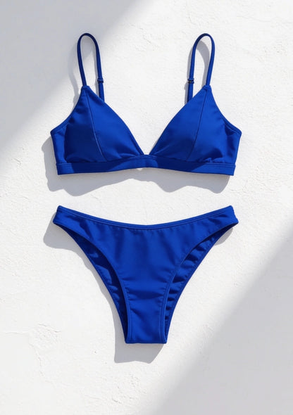 Gładki dwuczęściowy strój kąpielowy bikini w jednolitym kolorze