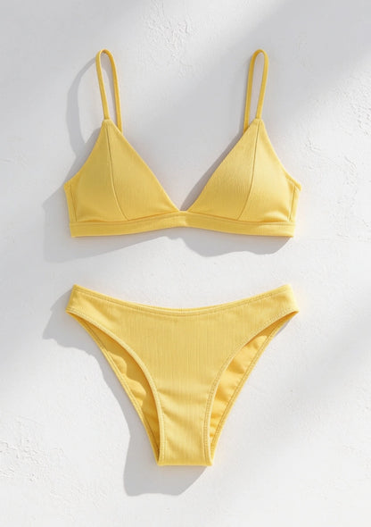 Gładki dwuczęściowy strój kąpielowy bikini w jednolitym kolorze