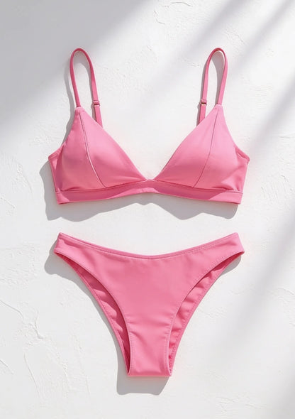 Gładki dwuczęściowy strój kąpielowy bikini w jednolitym kolorze