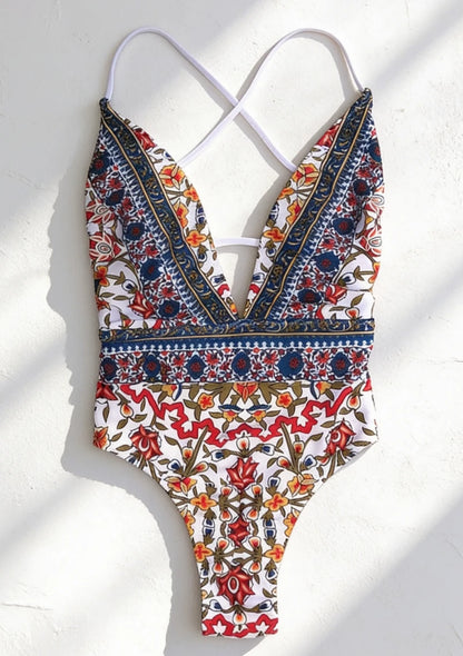 Monokini jednoczęściowy strój kąpielowy z wiązaniem na plecach