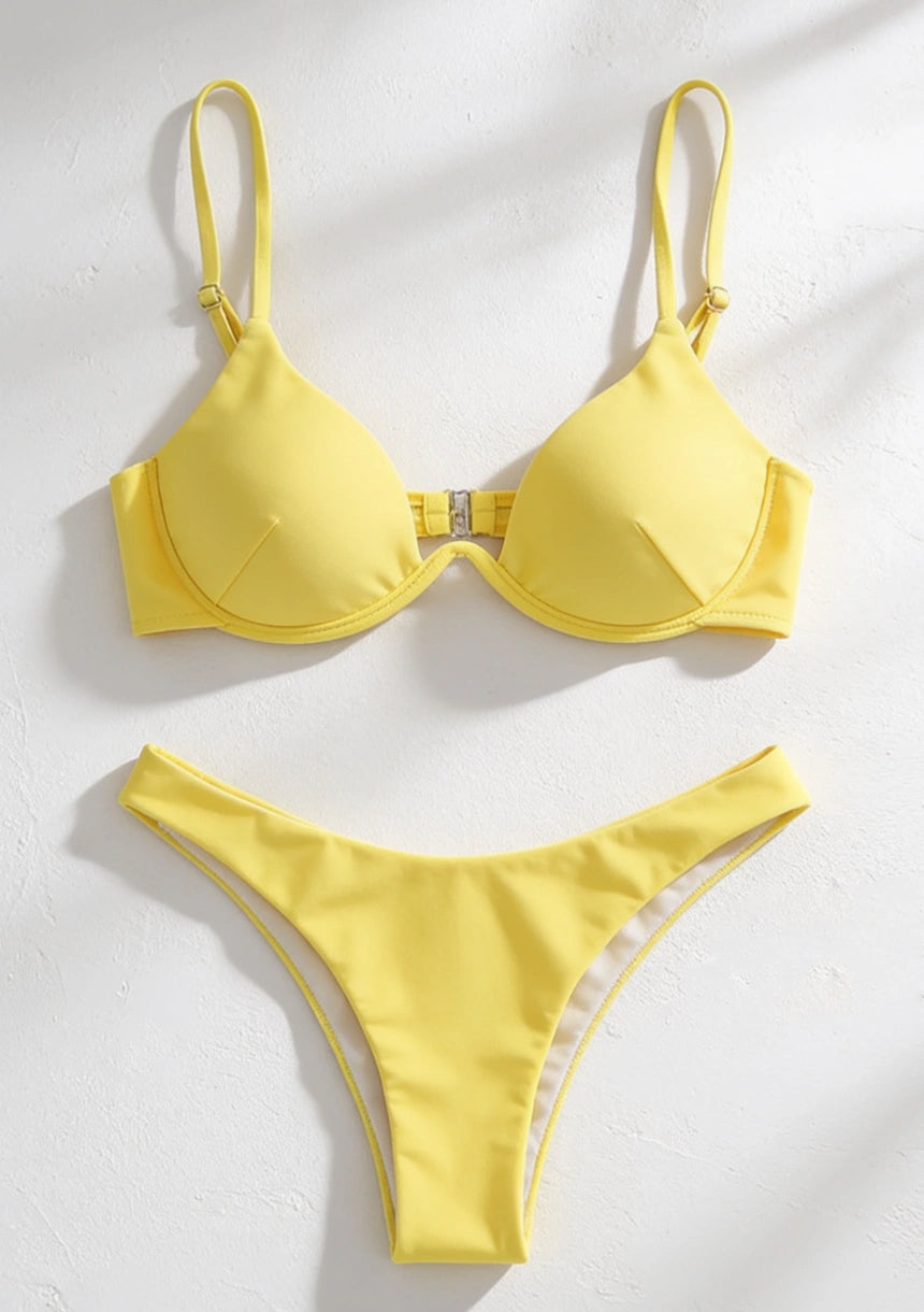 Dwuczęściowy strój kąpielowy bikini z biustonoszem typu plunge
