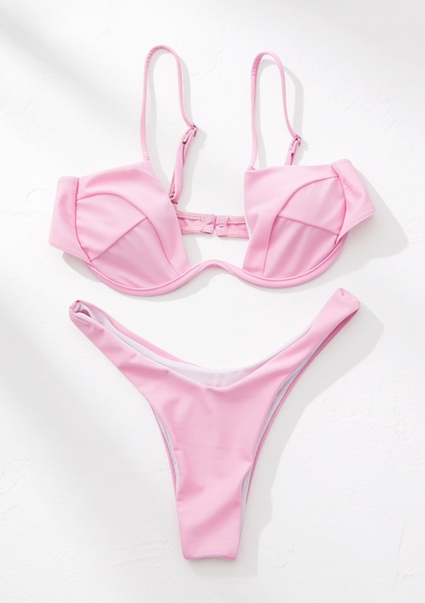 Dwuczęściowy strój kąpielowy bikini z biustonoszem typu plunge