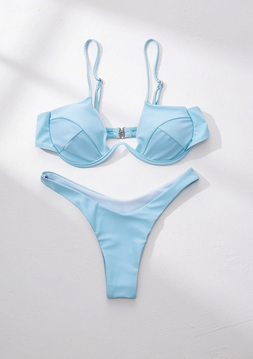 Dwuczęściowy strój kąpielowy bikini z biustonoszem typu plunge