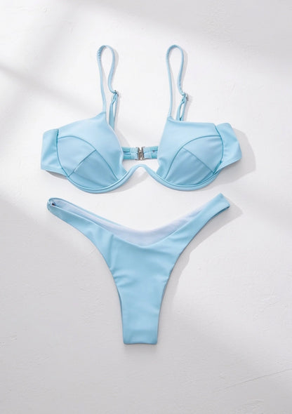 Dwuczęściowy strój kąpielowy bikini z biustonoszem typu plunge