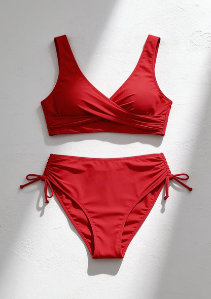 Dwuczęściowy strój kąpielowy bikini z kopertowym biustonoszem