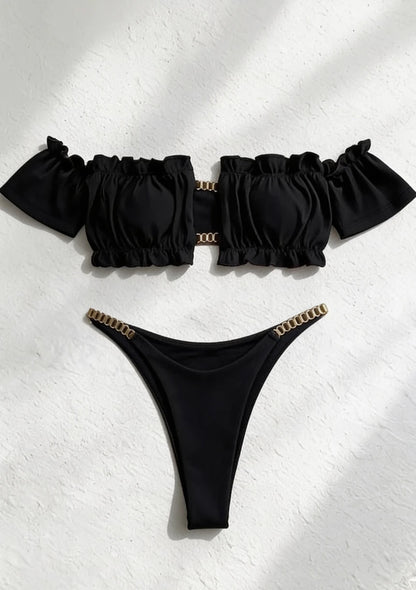 Dwuczęściowy strój kąpielowy bikini z rękawkami