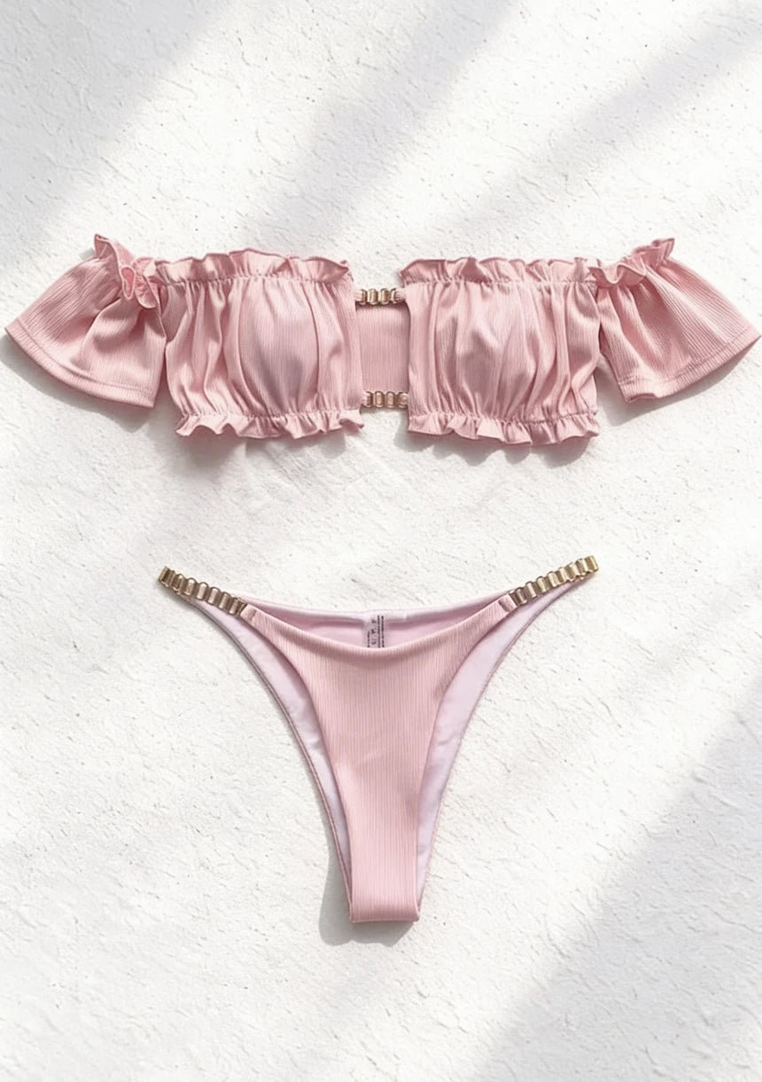 Dwuczęściowy strój kąpielowy bikini z rękawkami