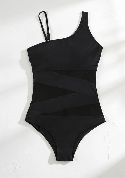 Asymetryczne monokini jednoczęściowy strój kąpielowy z siateczką