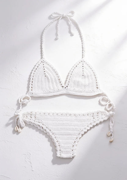 Dwuczęściowy strój kąpielowy bikini o szydełkowanej teksturze