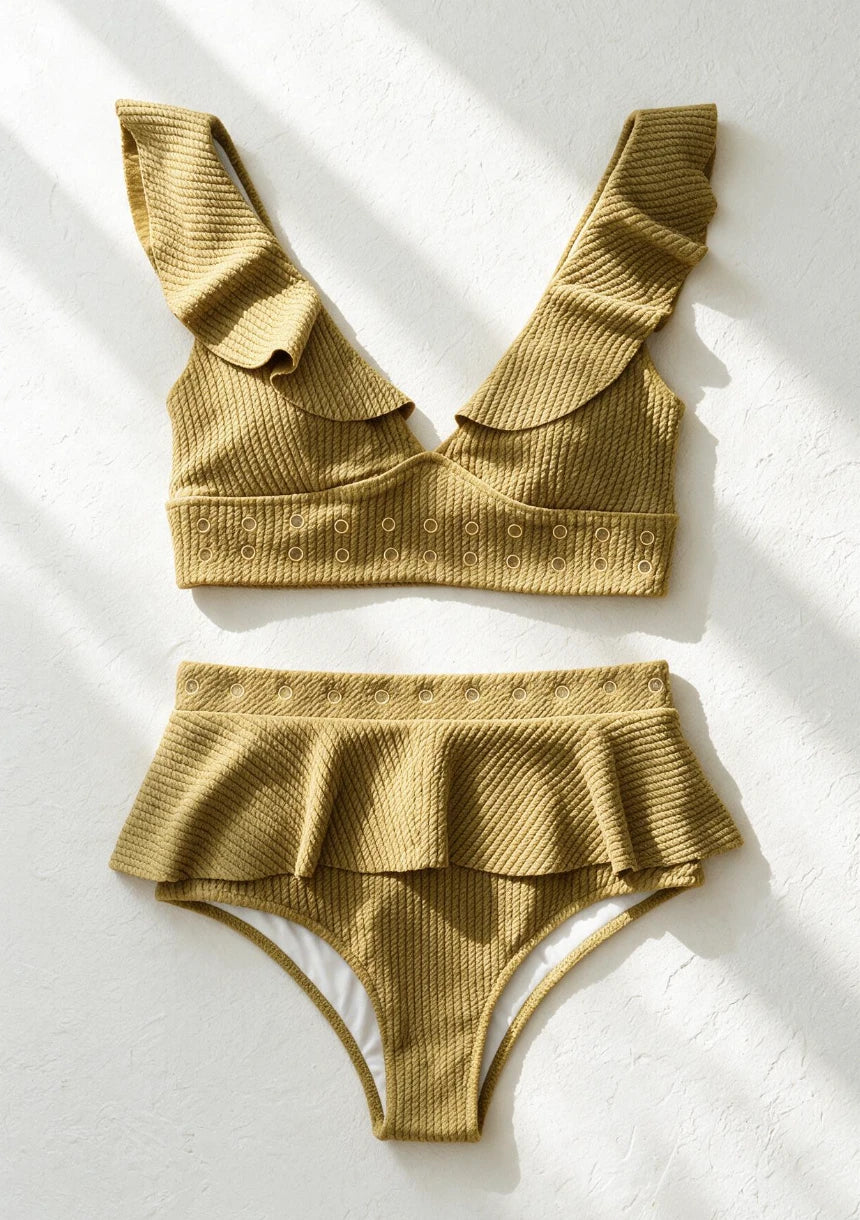 Strój kąpielowy dwuczęściowy bikini z falbankami
