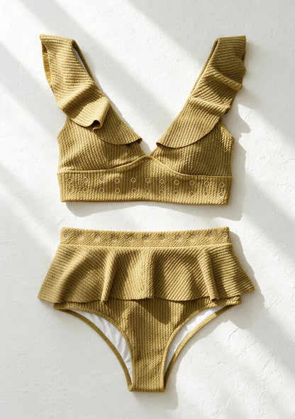 Strój kąpielowy dwuczęściowy bikini z falbankami
