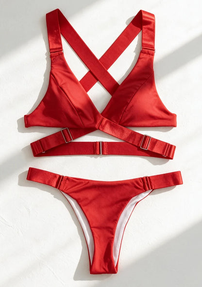 Dwuczęściowy strój kąpielowy bikini z regulowanymi paskami