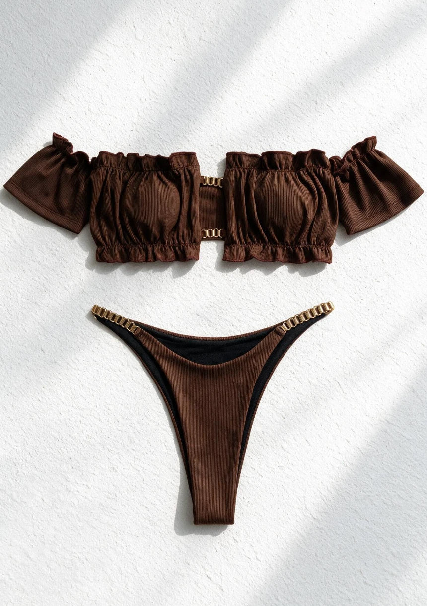 Dwuczęściowy strój kąpielowy bikini z rękawkami