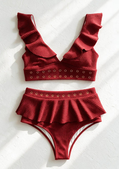 Strój kąpielowy dwuczęściowy bikini z falbankami