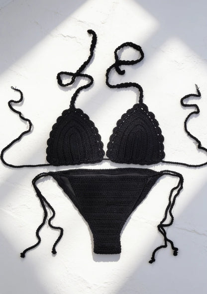 Dwuczęściowy jednolity strój kąpielowy bikini szydełkowy