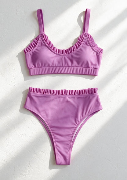 Dwuczęściowy strój kąpielowy bikini z falbankami