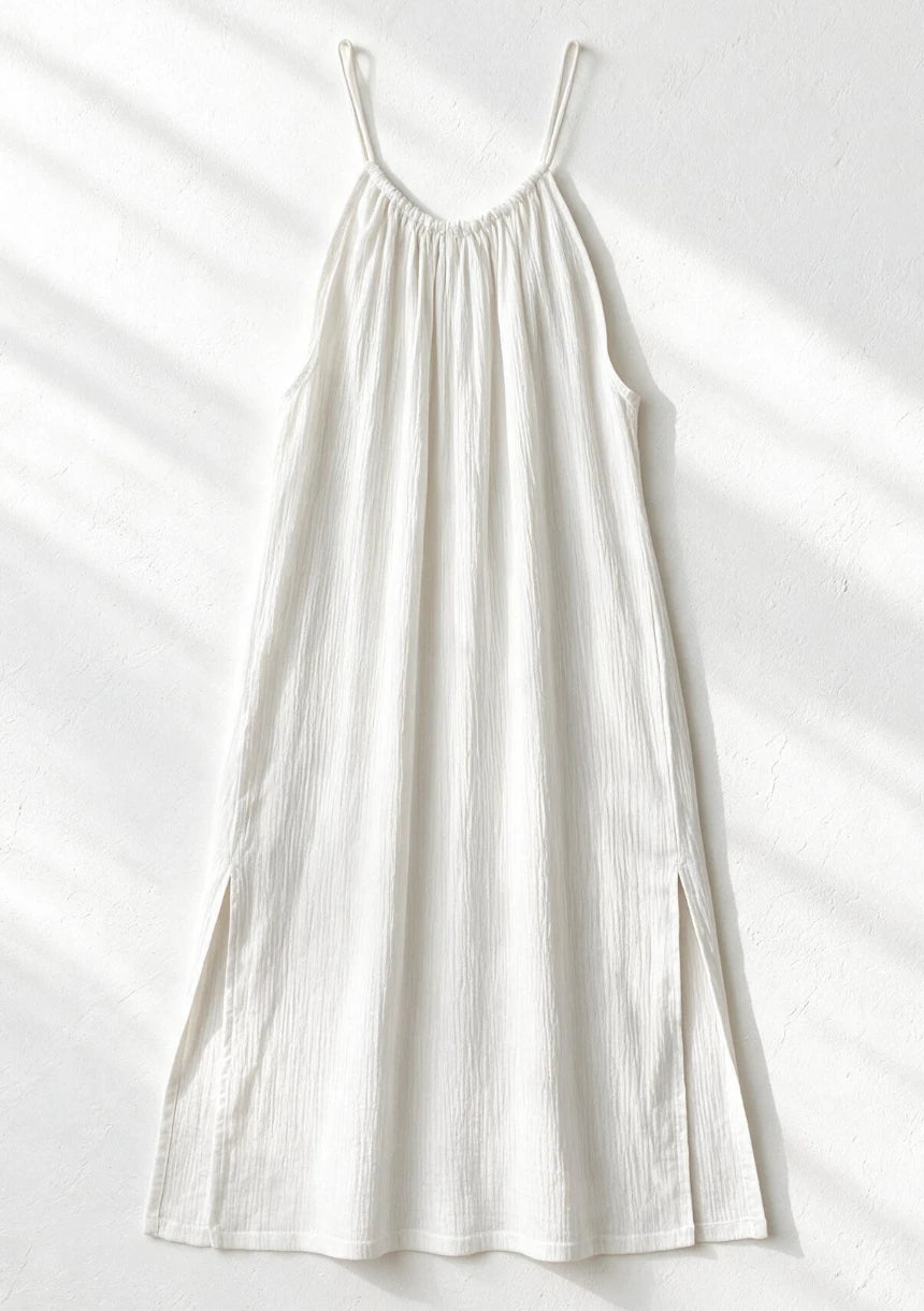 Długa biała koszula nocna z bawełny