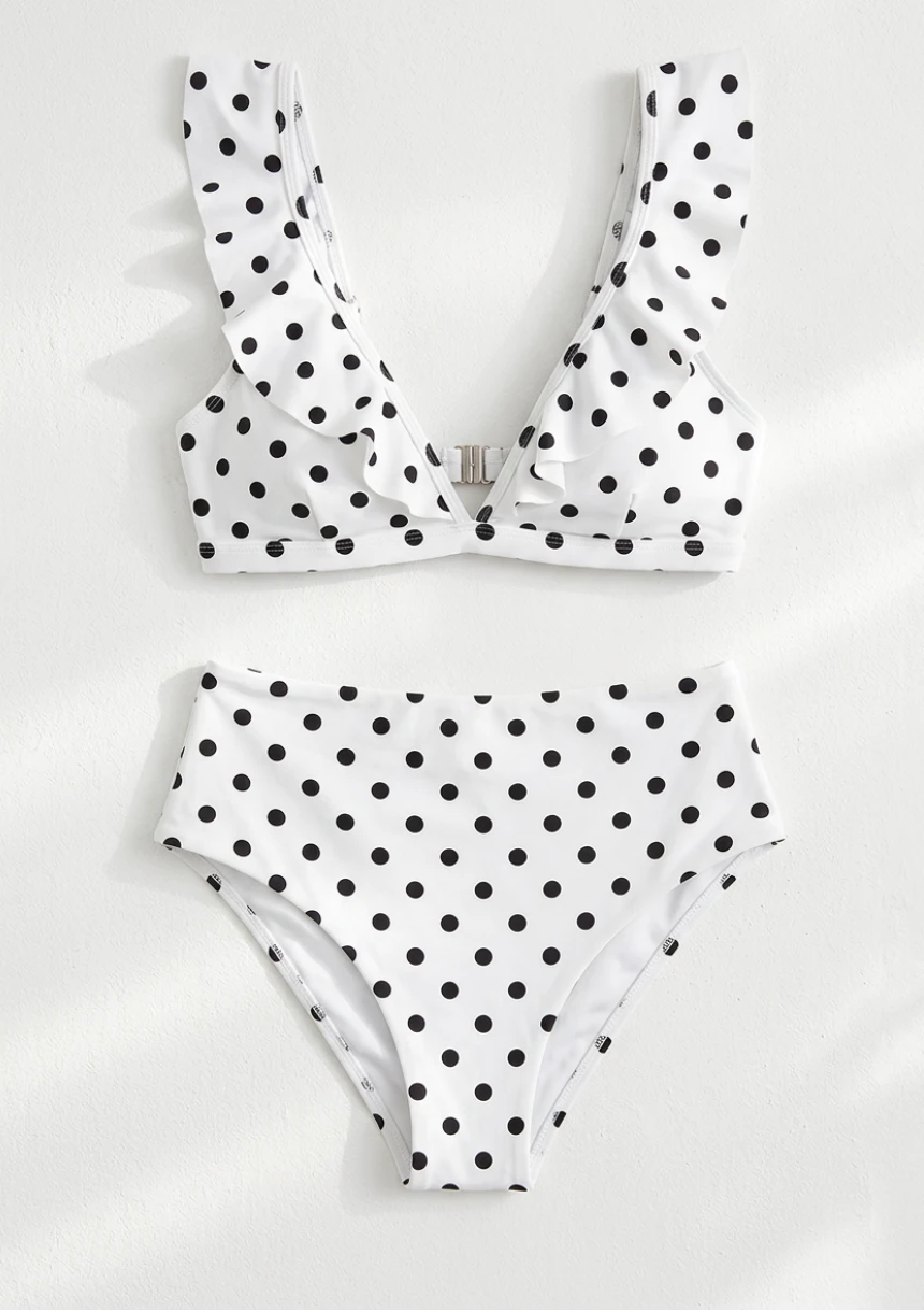 Dwuczęściowy strój kąpielowy bikini w groszki