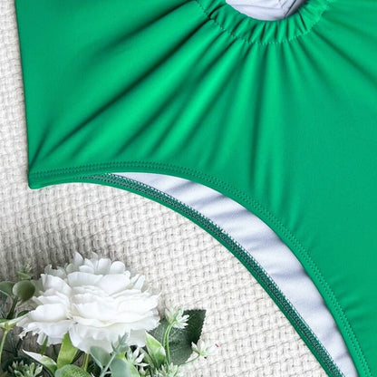  Zielone monokini jednoczęściowy strój kąpielowy z wiązaniem